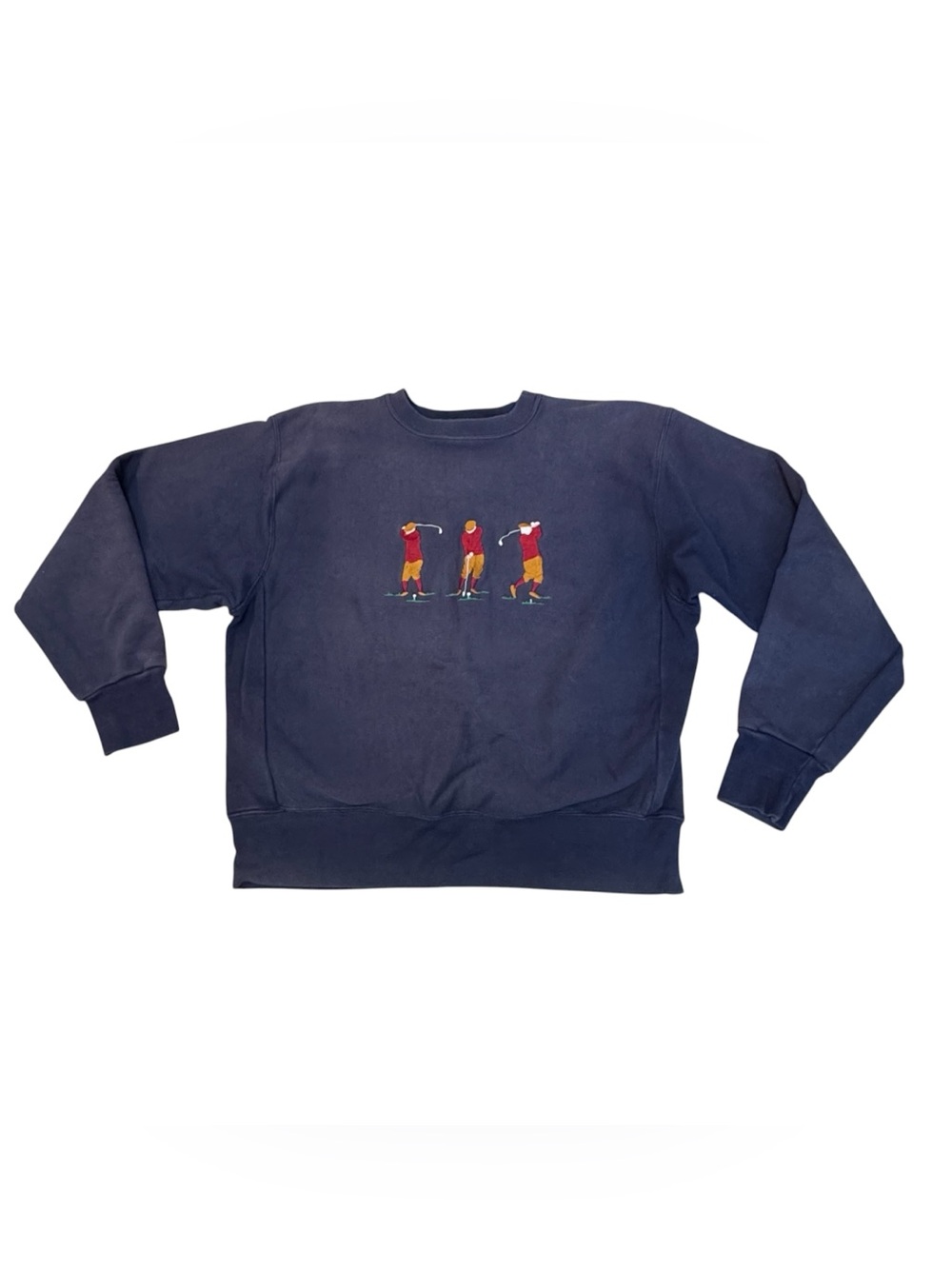 VTG Mac Birdie Men’s Navy Blue Embroidered Golfers Faded Sweatshirt Large USA